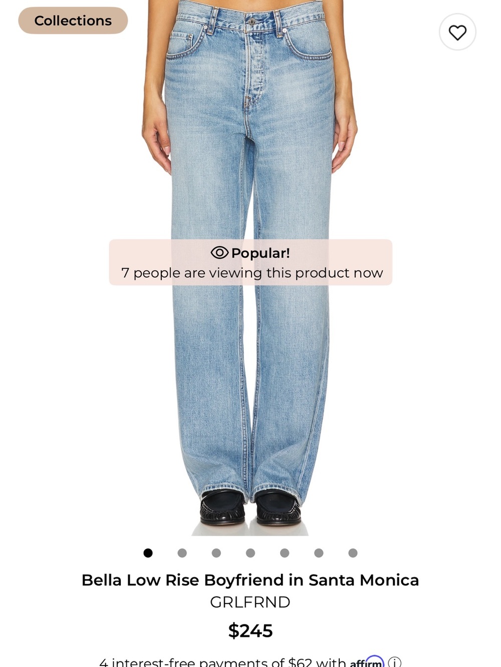 GRLFRND Bella Low Rise Boyfriend Jeans Distressed Blue Denim Y2K Size 24